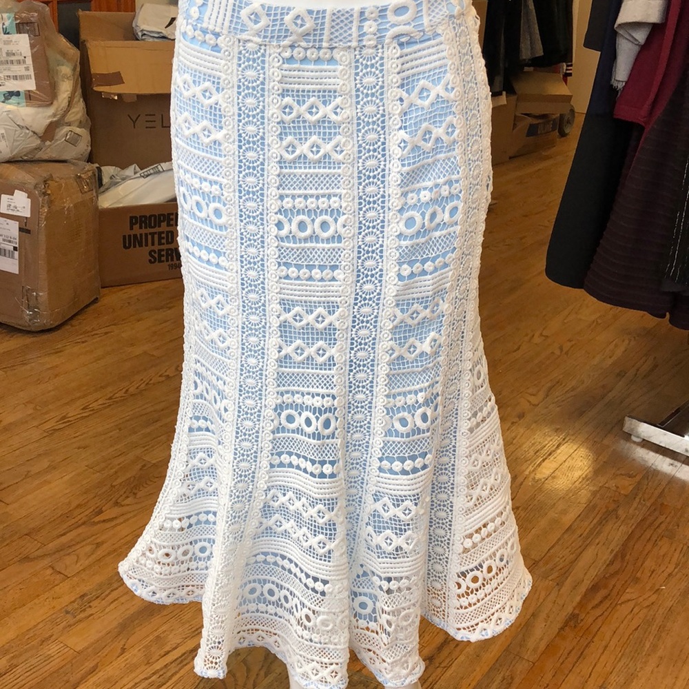Lace layered pencil skirt